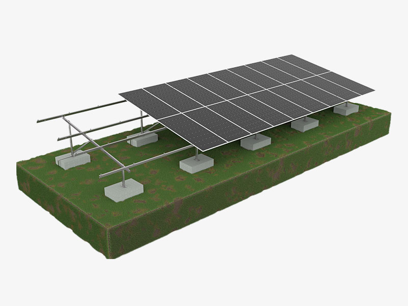 Ground solar mounting structures with concrete foundation