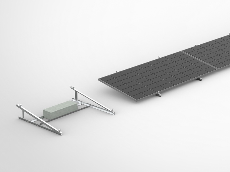 Ballasted bracket flat roof solar mounting non-penetrating system