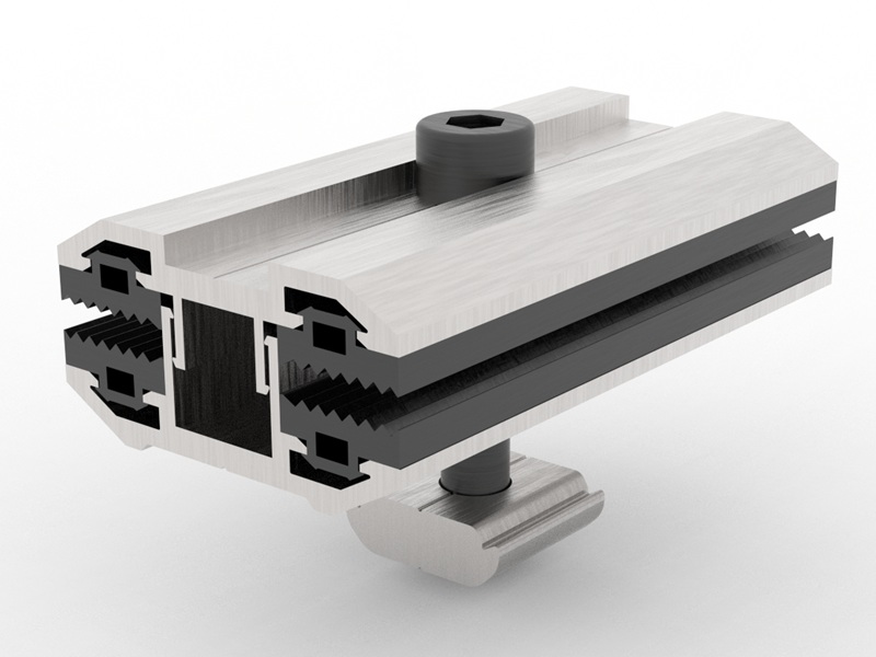Flexible thin film PV module inter mid clamp