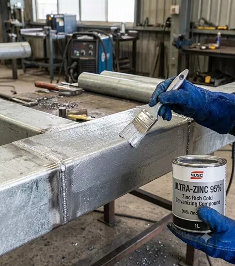 How to prevent rust at weld points on galvanized solar mounting structures