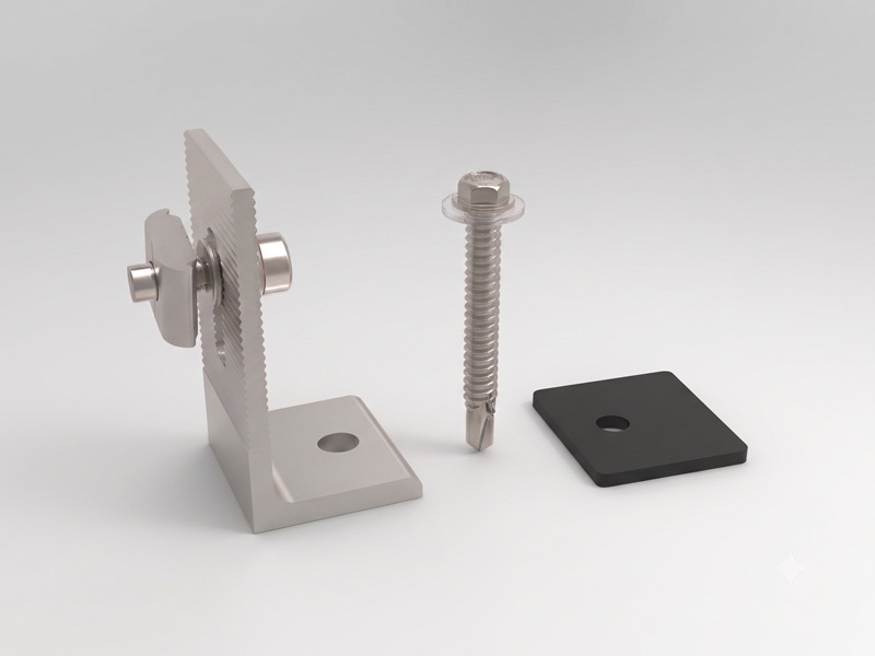 Aluminium solar L foot kit for tin roof with steel purlin
