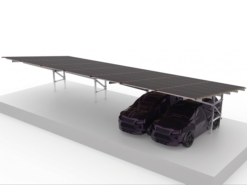 Aluminum double columns solar carport mounting structures